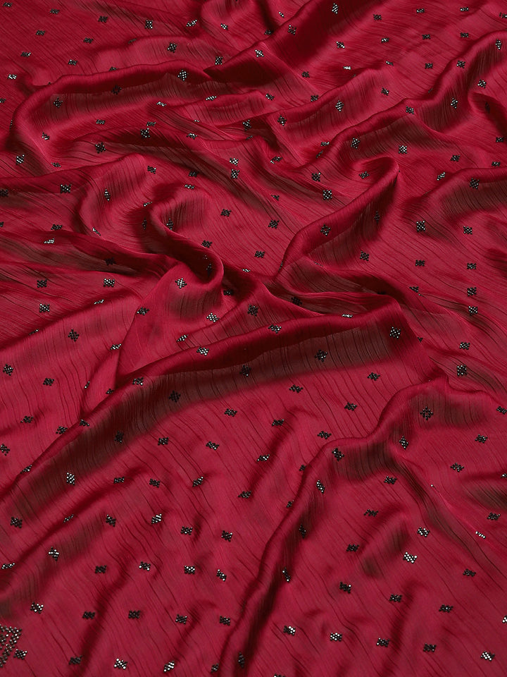 Stone Embroidered Chiffon Saree