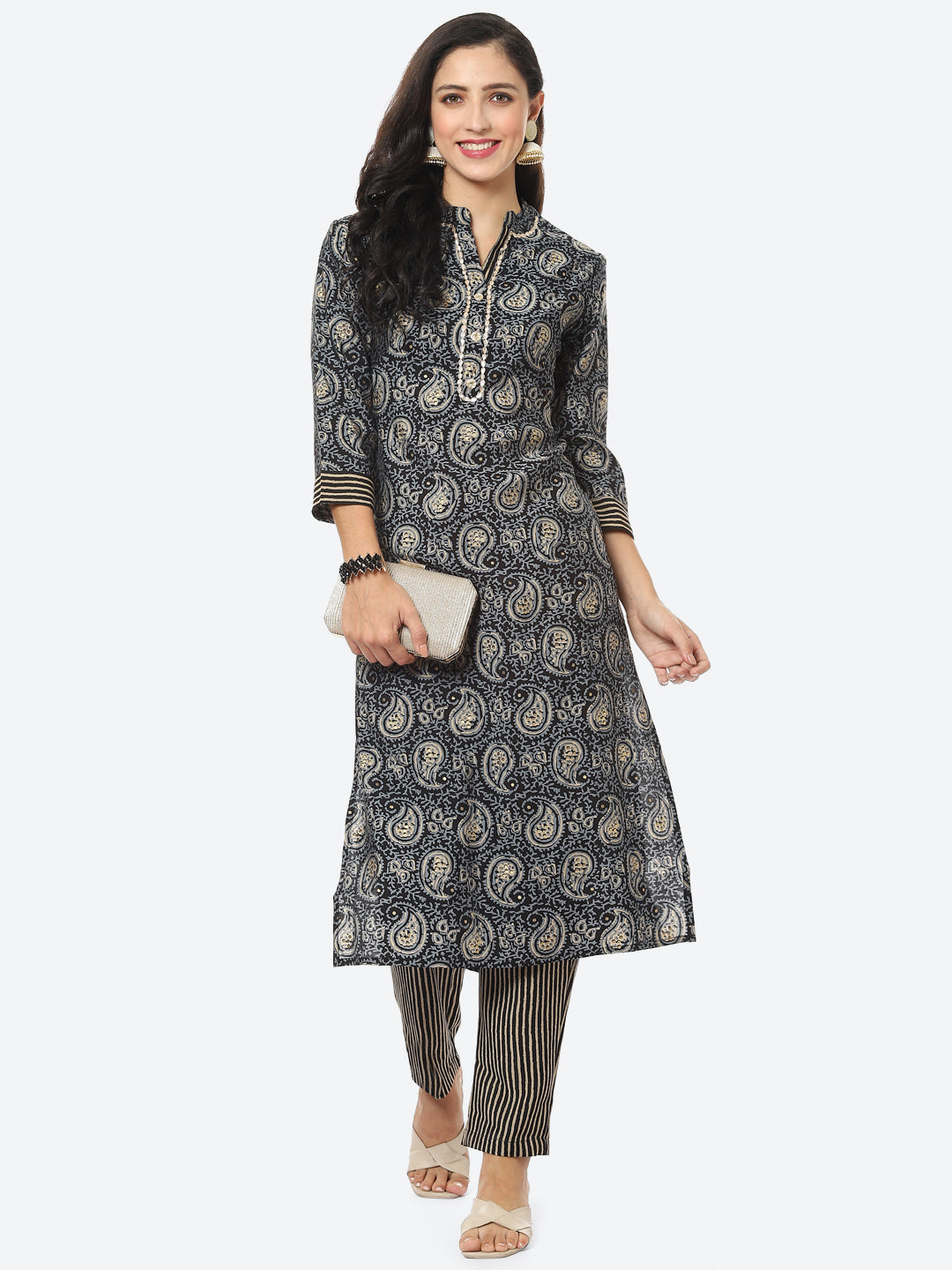 Paisley Printed Muslin Kurti With Pant