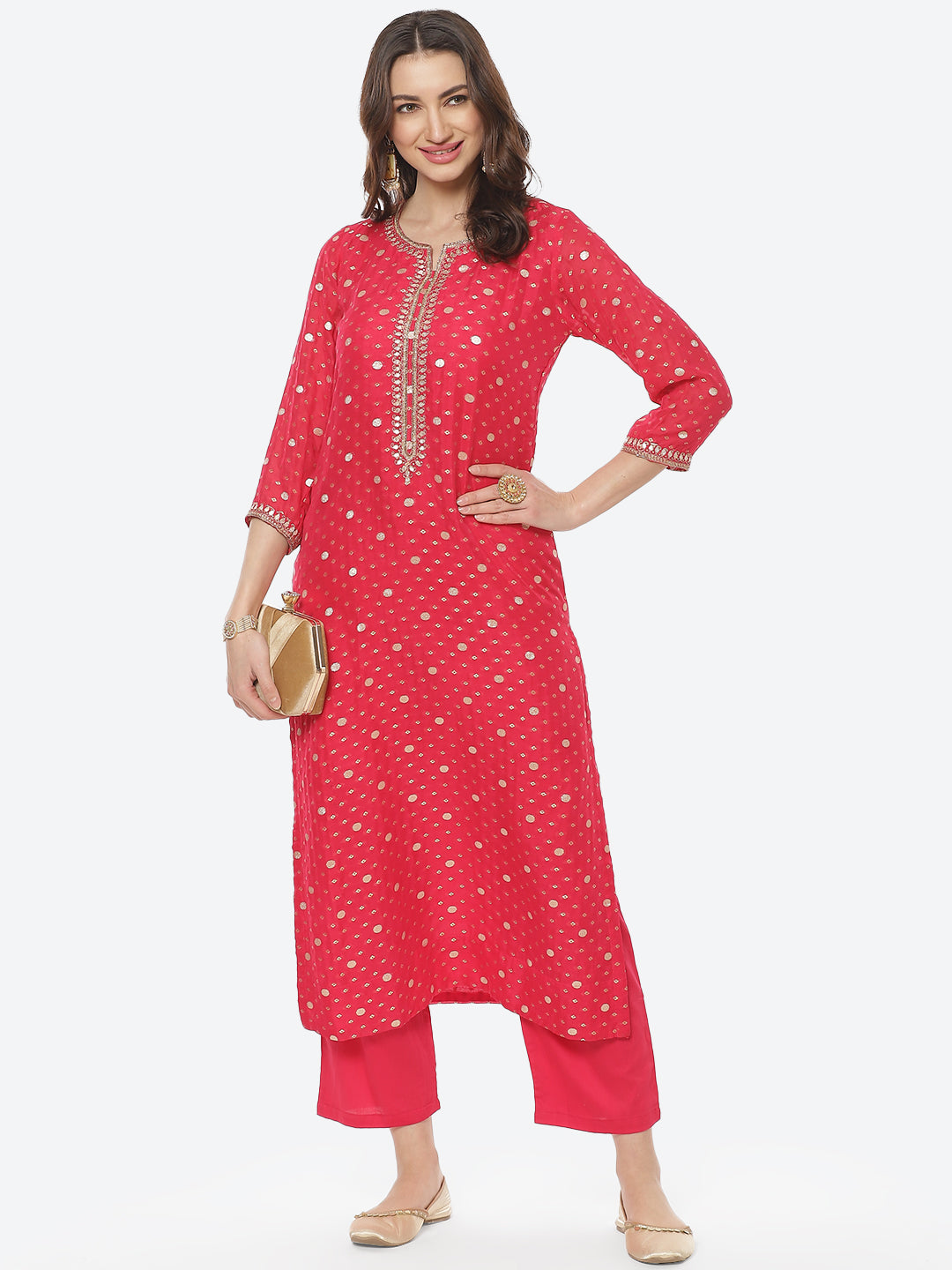 Sequence Gota Patti Georgette Kurti With Pant
