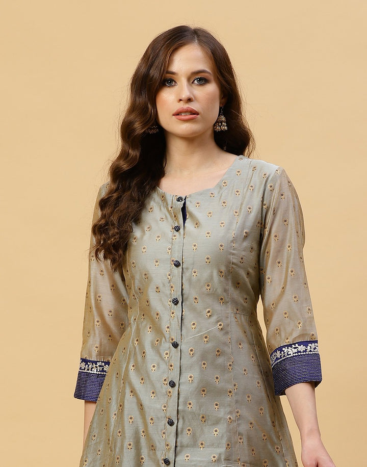 Printed Chanderi Kurti With Printed Palazzo