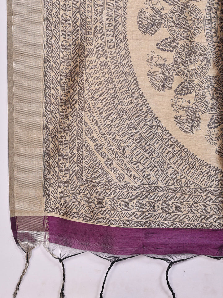 Zaari Jaal Tussar Saree