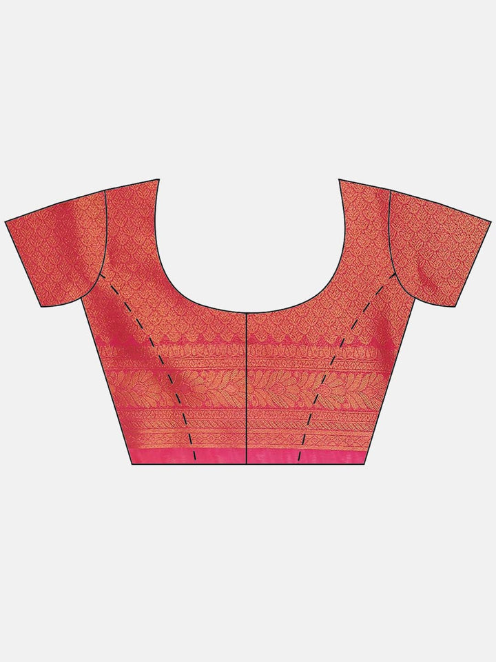 Brocade Zari Jaal Art Handloom Saree  with Contrast Blouse