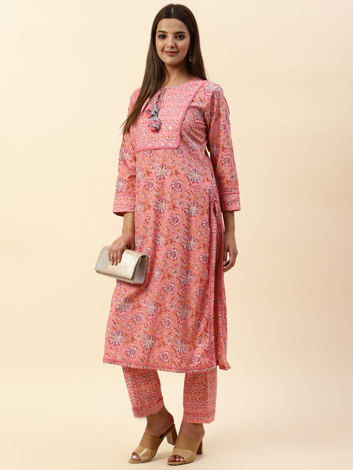 Printed Cotton Kurta With Pants