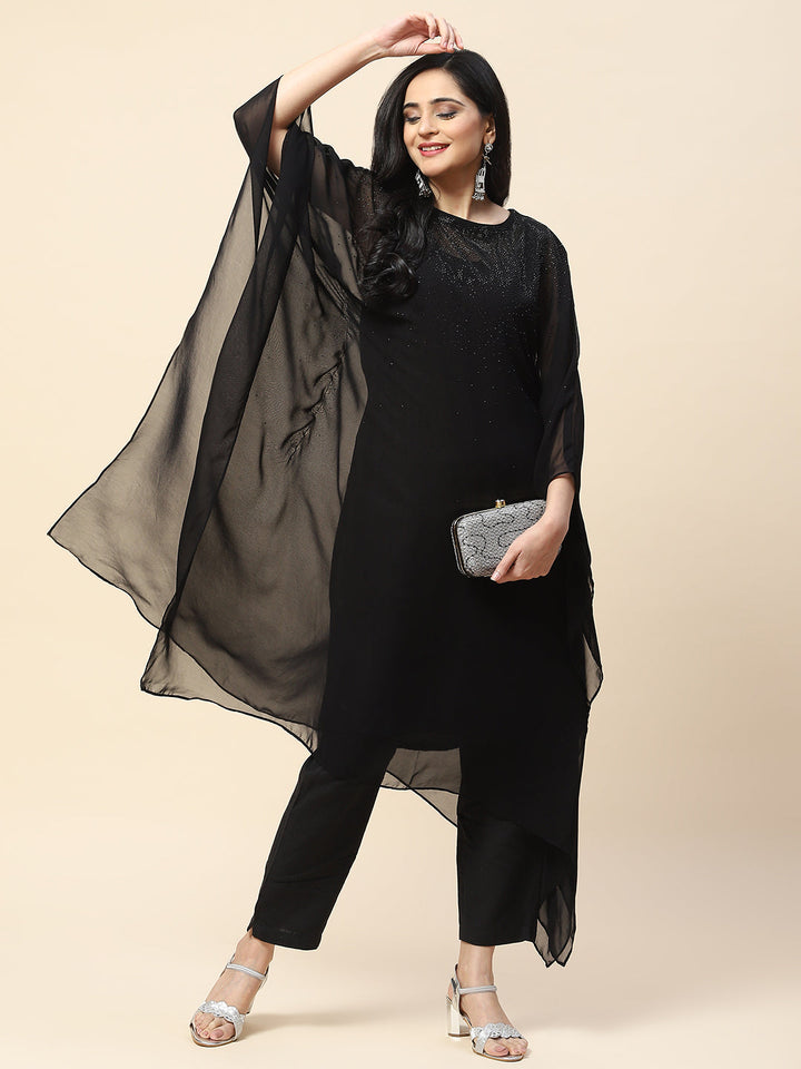 Stone Work Georgette Kaftan Kurta With Inner