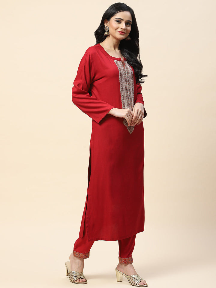 Resham Jaal Woven Pashmina Kurta With Pants &amp; Jacket