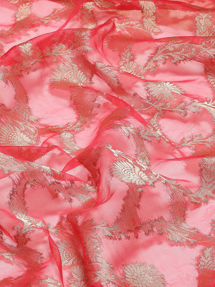 Floral Zari Jaal Organza Plain Saree