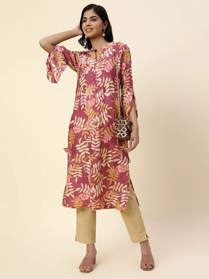 Floral Printed Muslin Kurta