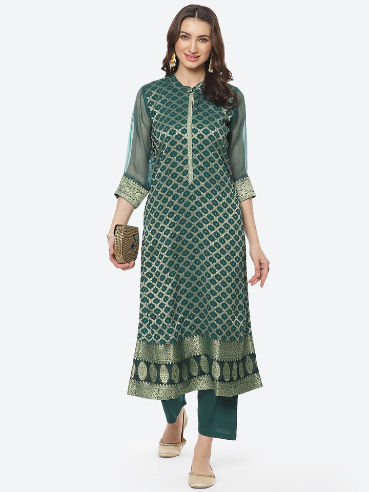 Embroidered Georgette Kurti With Pant