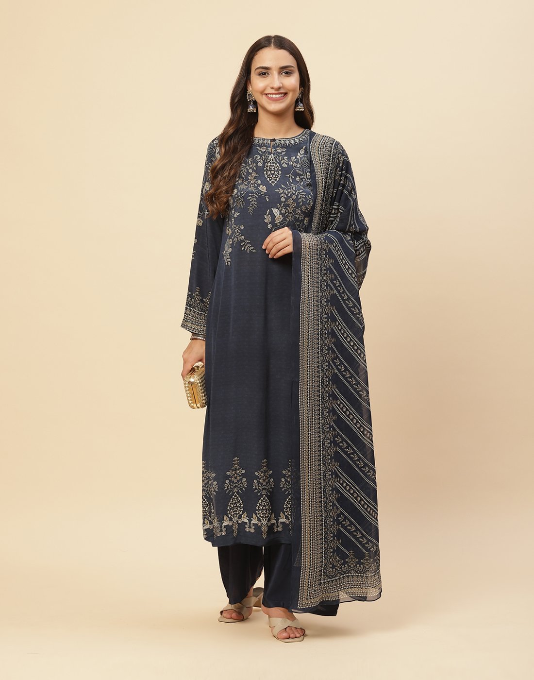 Digital Printed Crepe Salwar Kameez Stitched Suit With Georgette Dupatta