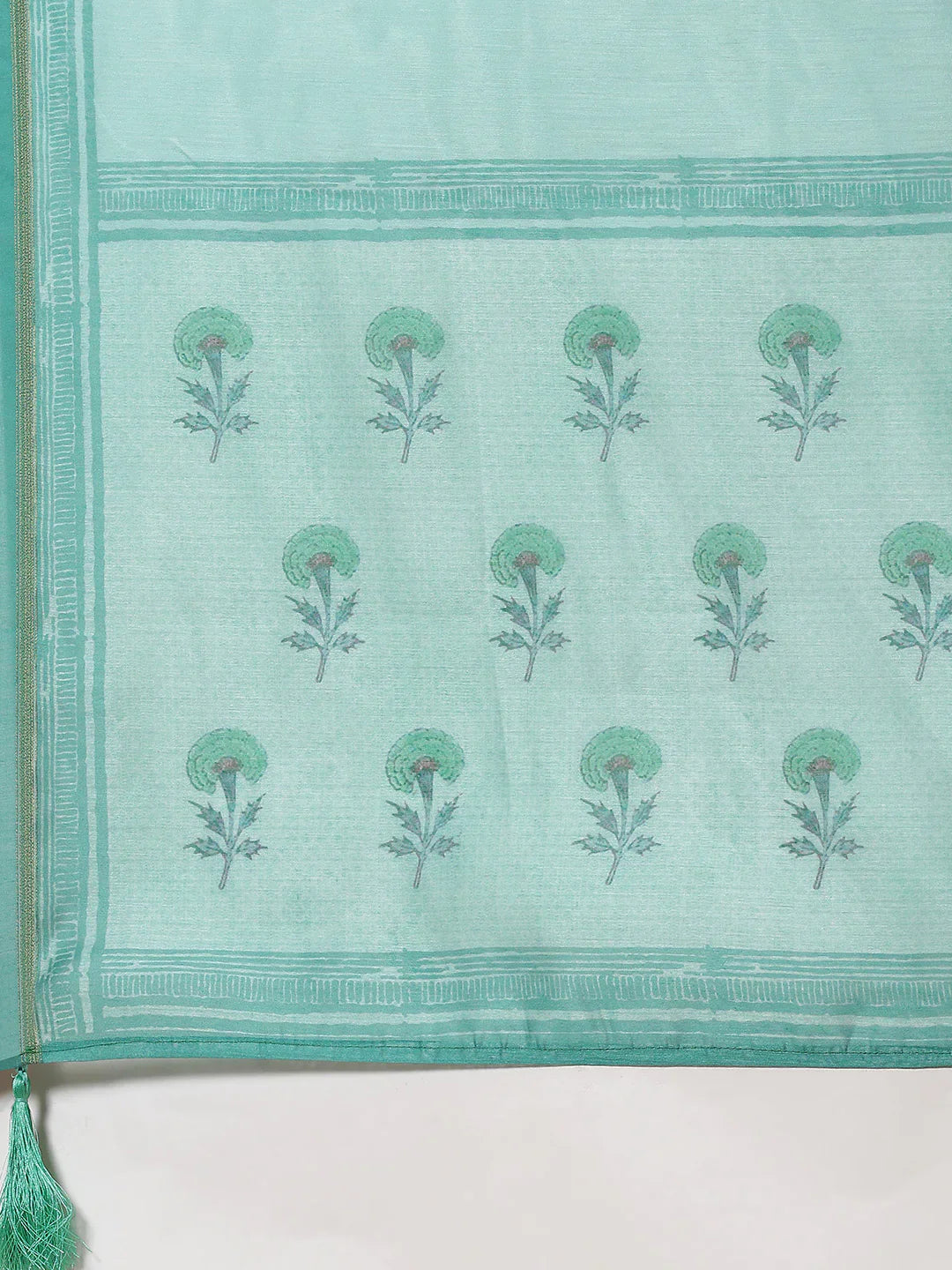 Floral Printed Chanderi Unstitched Suit Piece With Dupatta