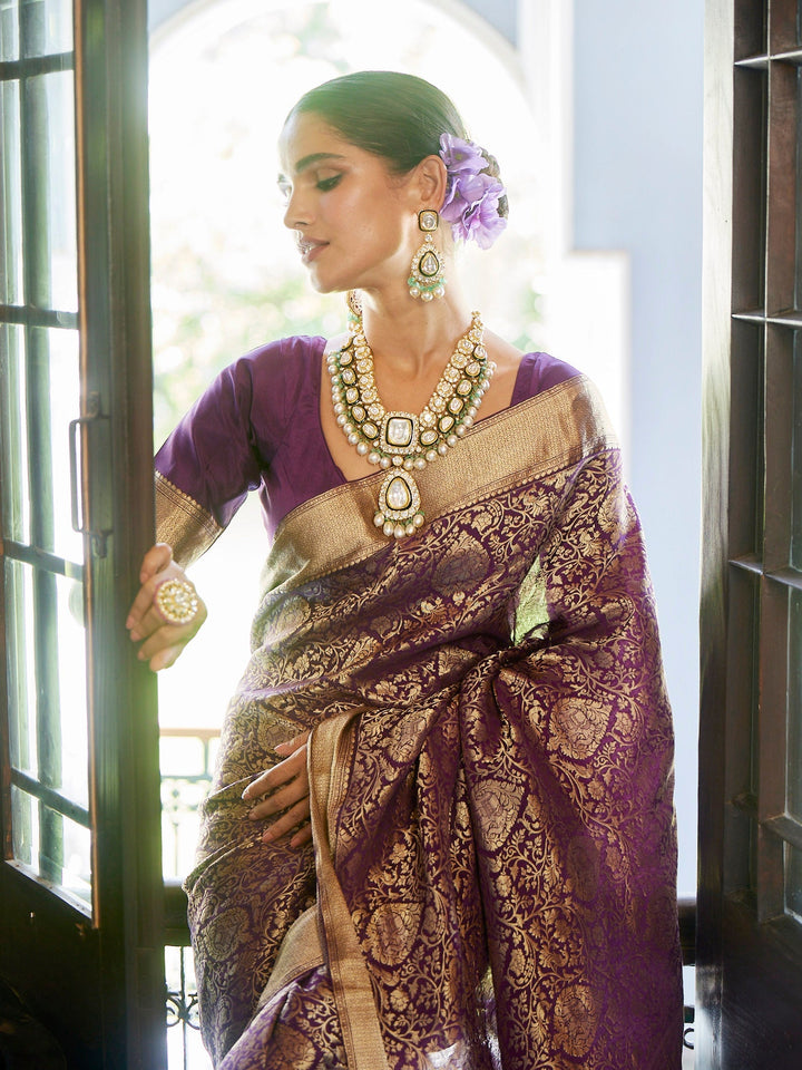 Brocade Crepe Plain Saree