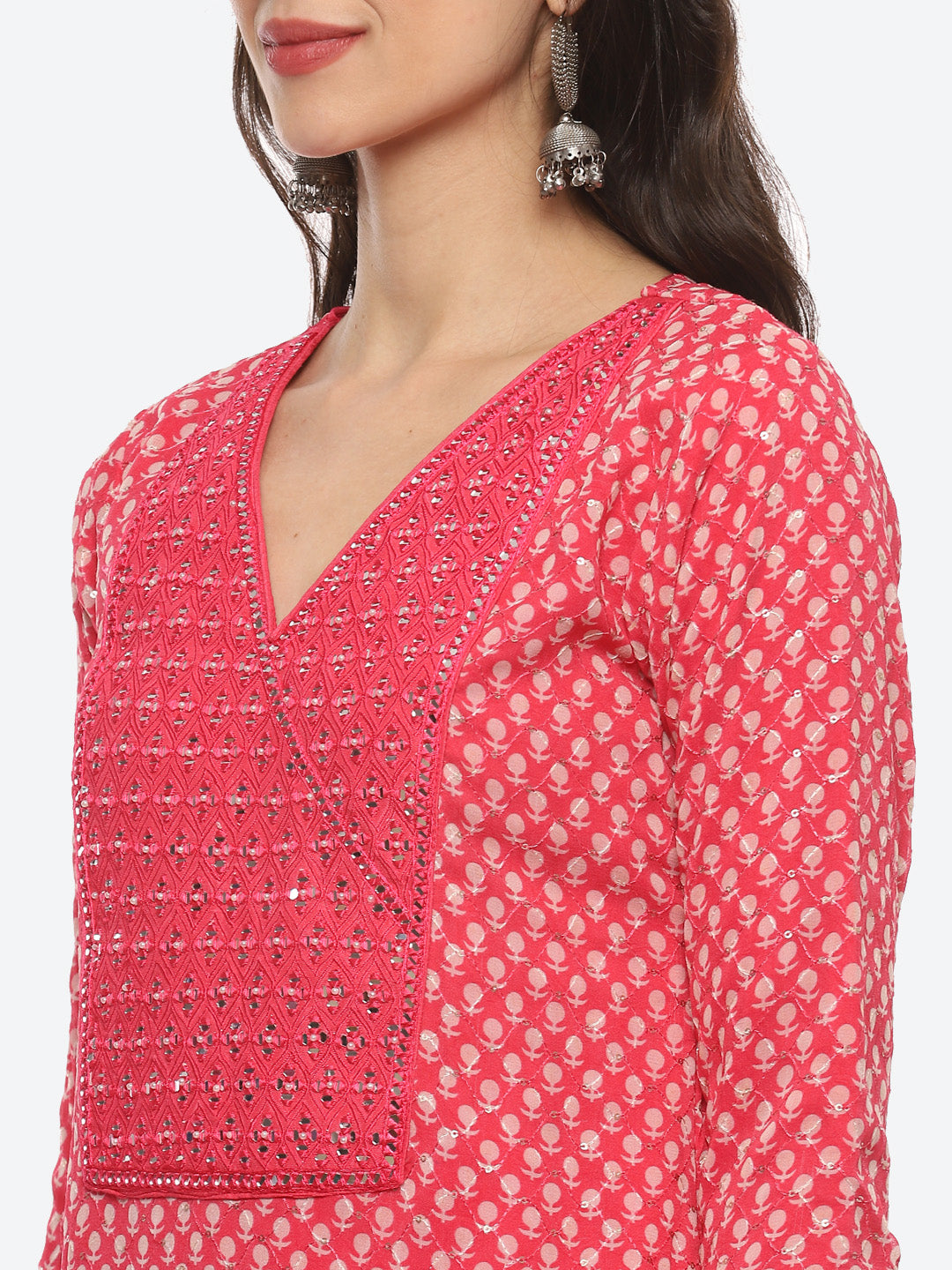 Printed Georgette Kurta With Garara &amp; Chiffon Dupatta