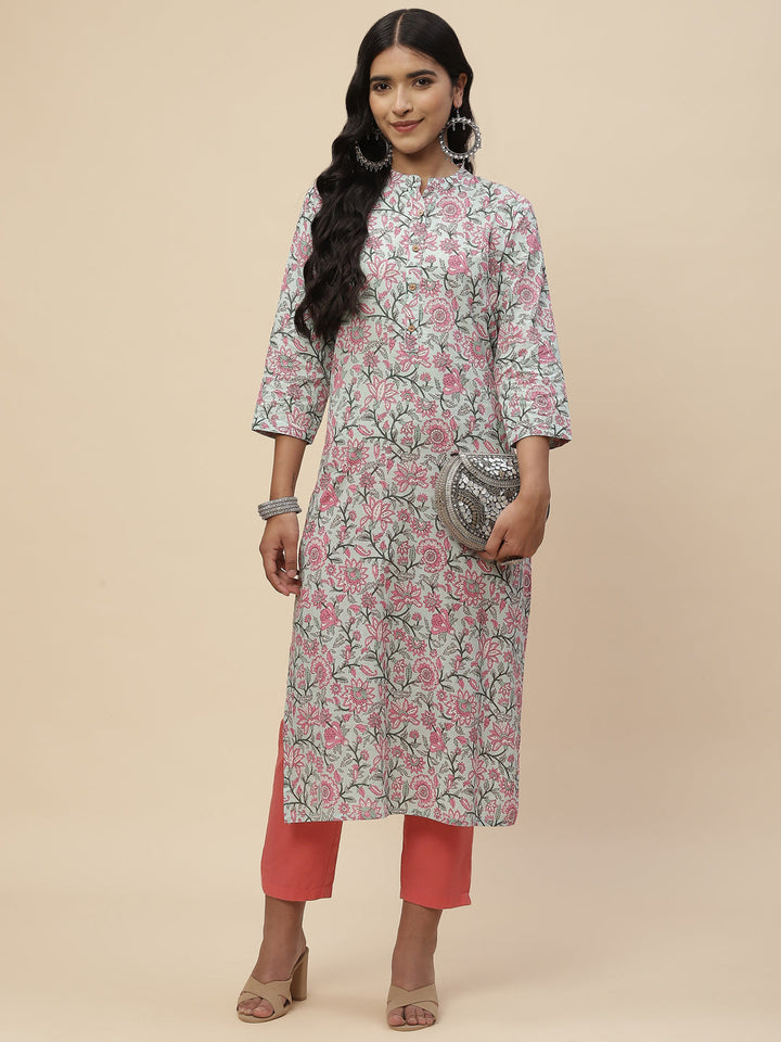Floral Printed Cotton Kurta
