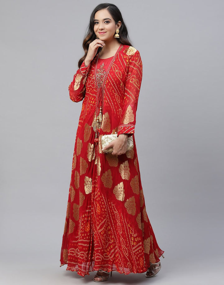 Bandhez Printed Georgette Gown