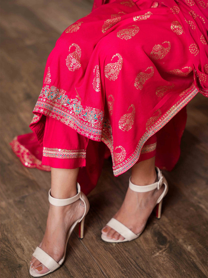 Zari Booti &amp; Paisley Printed Kurta With Pants &amp; Dupatta
