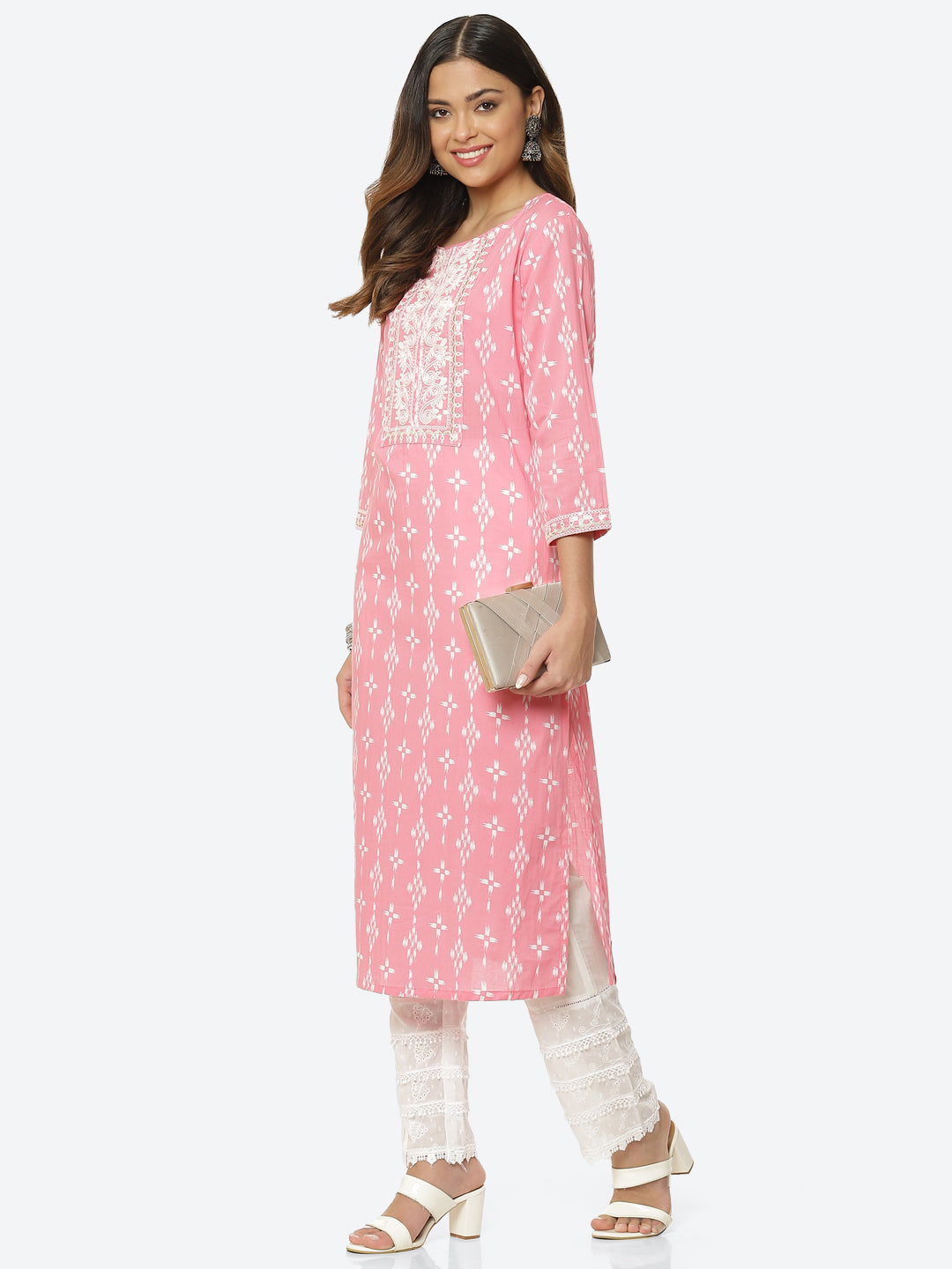 Sequin Work Printed Cotton Kurta
