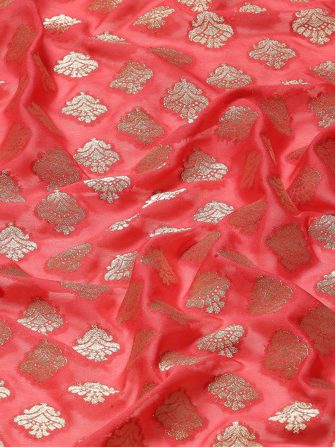 Zari Booti Chiffon Plain Saree