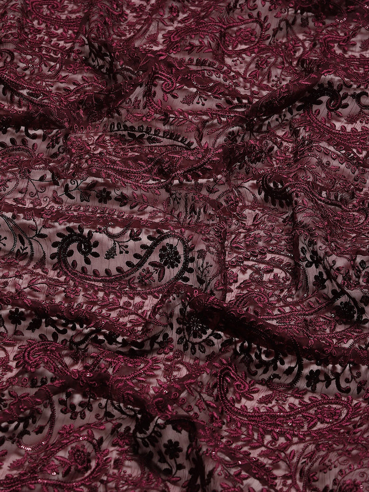 Resham Jaal Embroidered Chiffon Saree
