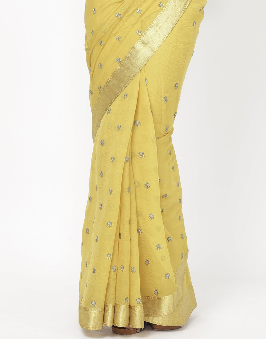 MBZ Meena Bazaar-Yellow Chiffon Saree