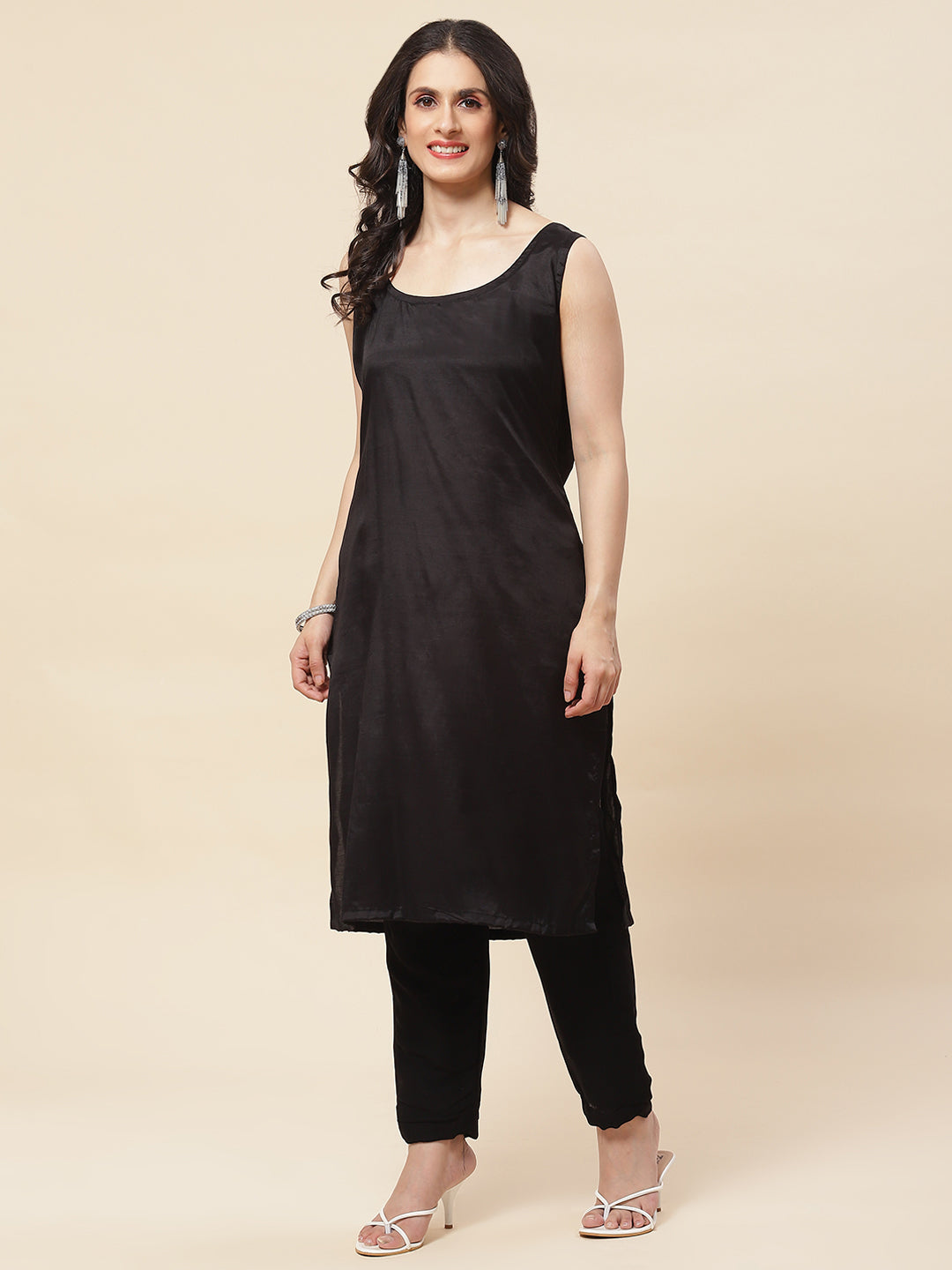 Sequin Embroidered Georgette Kurta With Pants