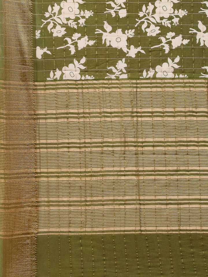 Floral Printed Art Silk Saree