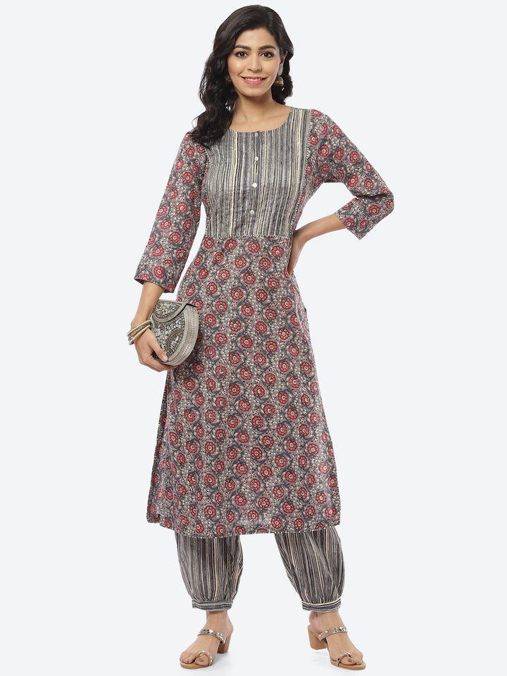 Printed Cotton Kurti With Afghani Pant