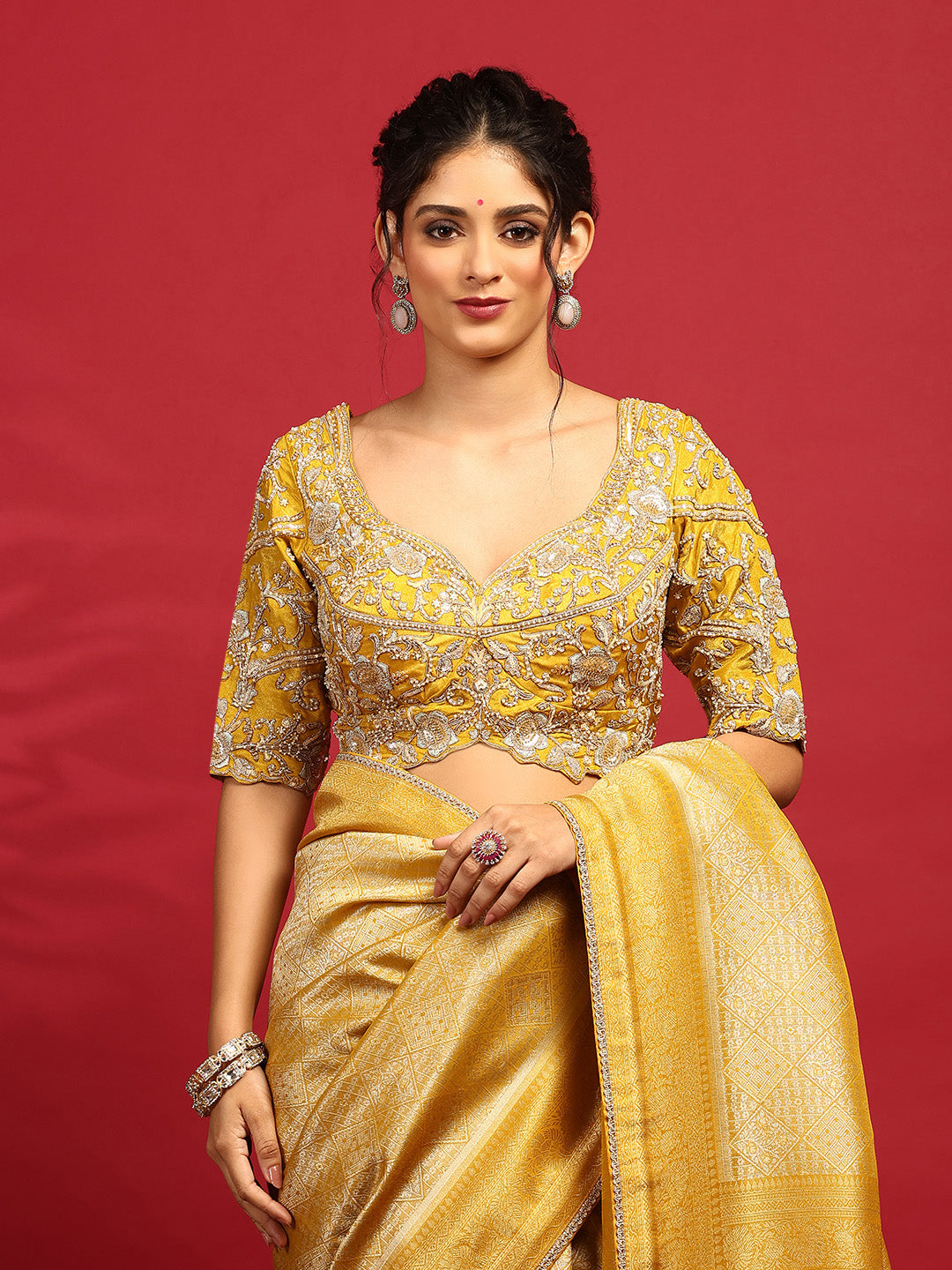 Embroidered Dola Silk Saree