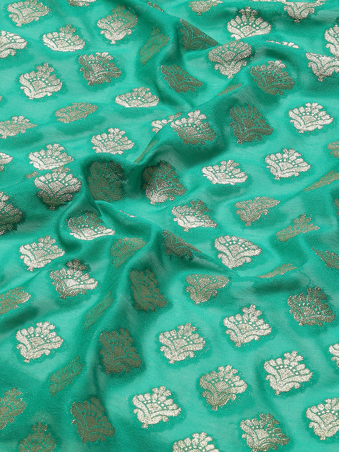 Zari Booti Chiffon Plain Saree