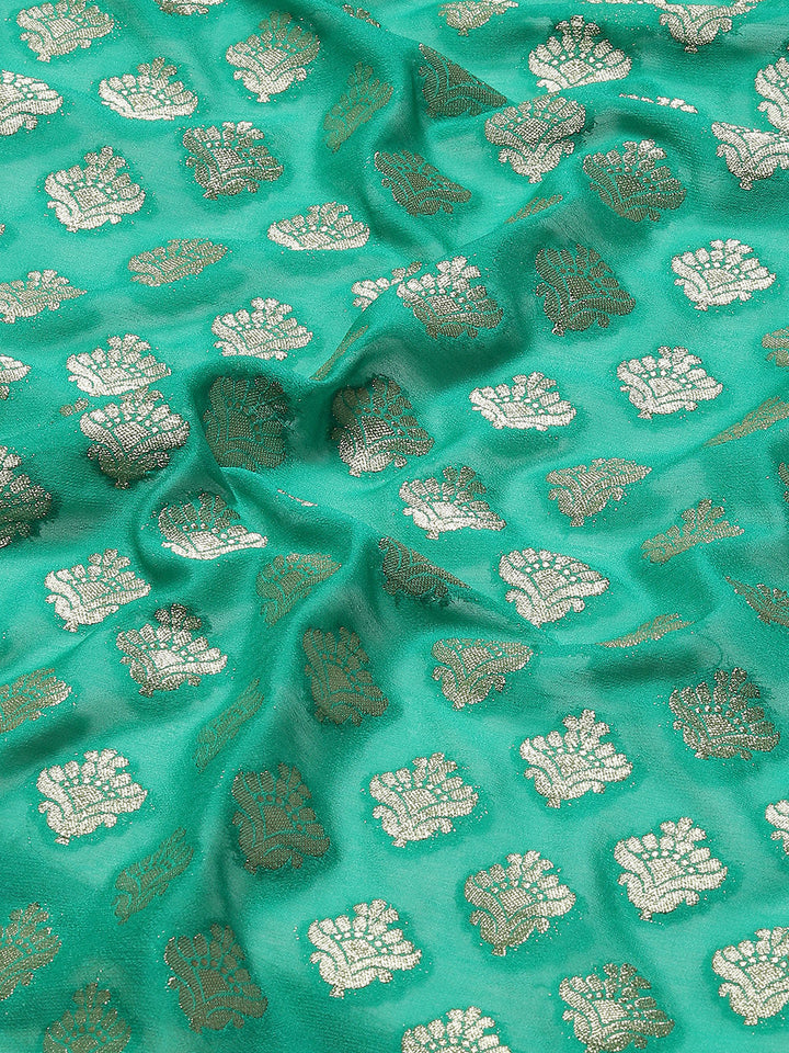 Zari Booti Chiffon Plain Saree