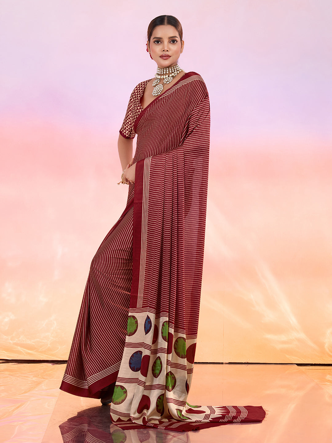 Printed Satin Saree