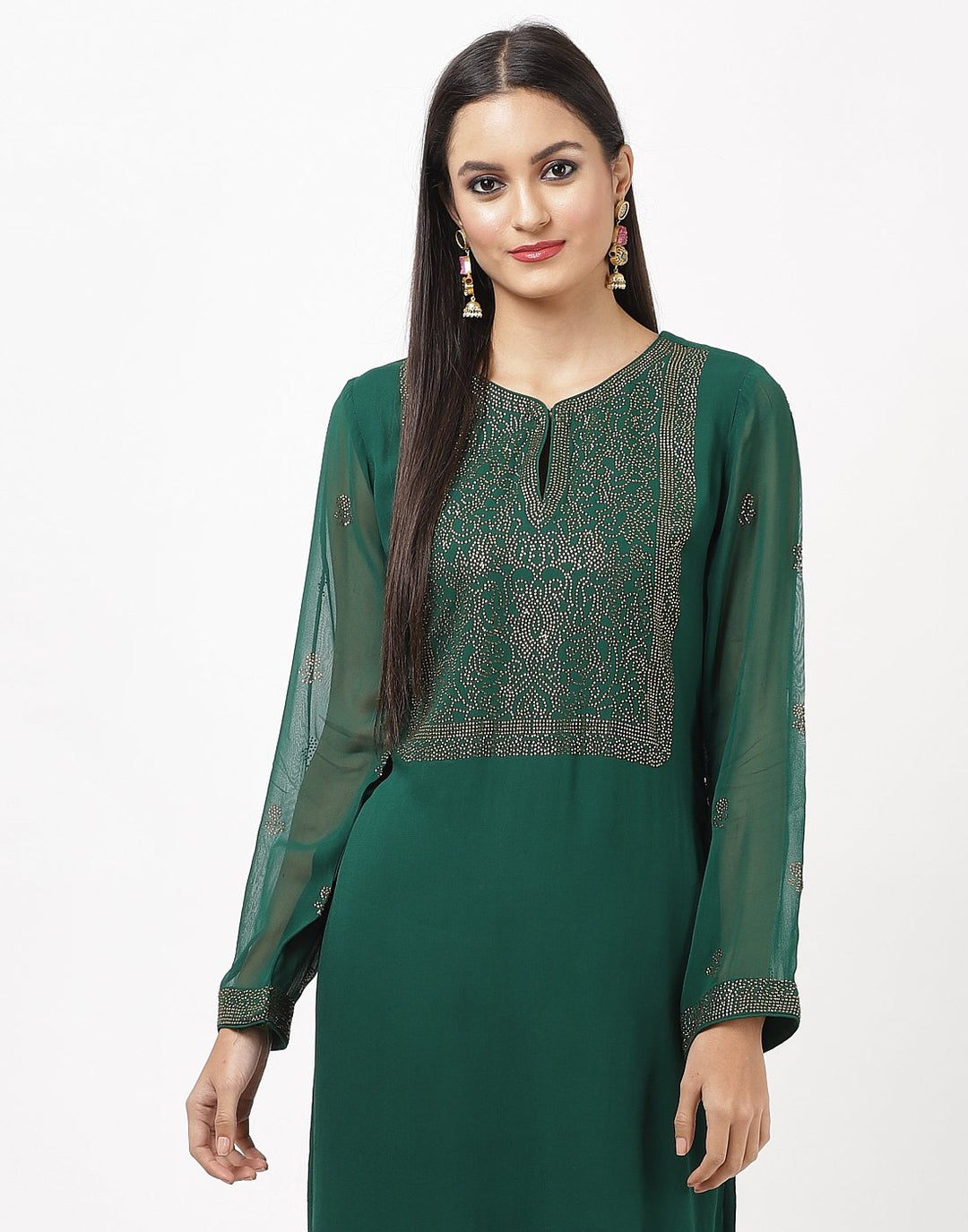 MBZ Meena Bazaar-Wine Georgette Kurti with Palazzo
