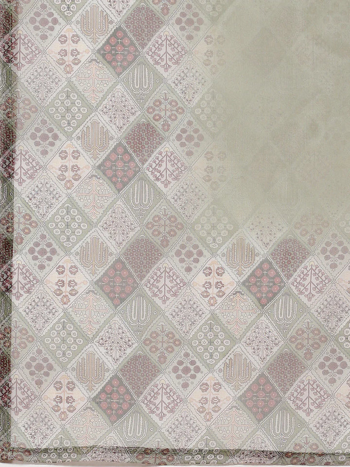 Neck Embroidered Chanderi Unstitched Suit Piece With Dupatta