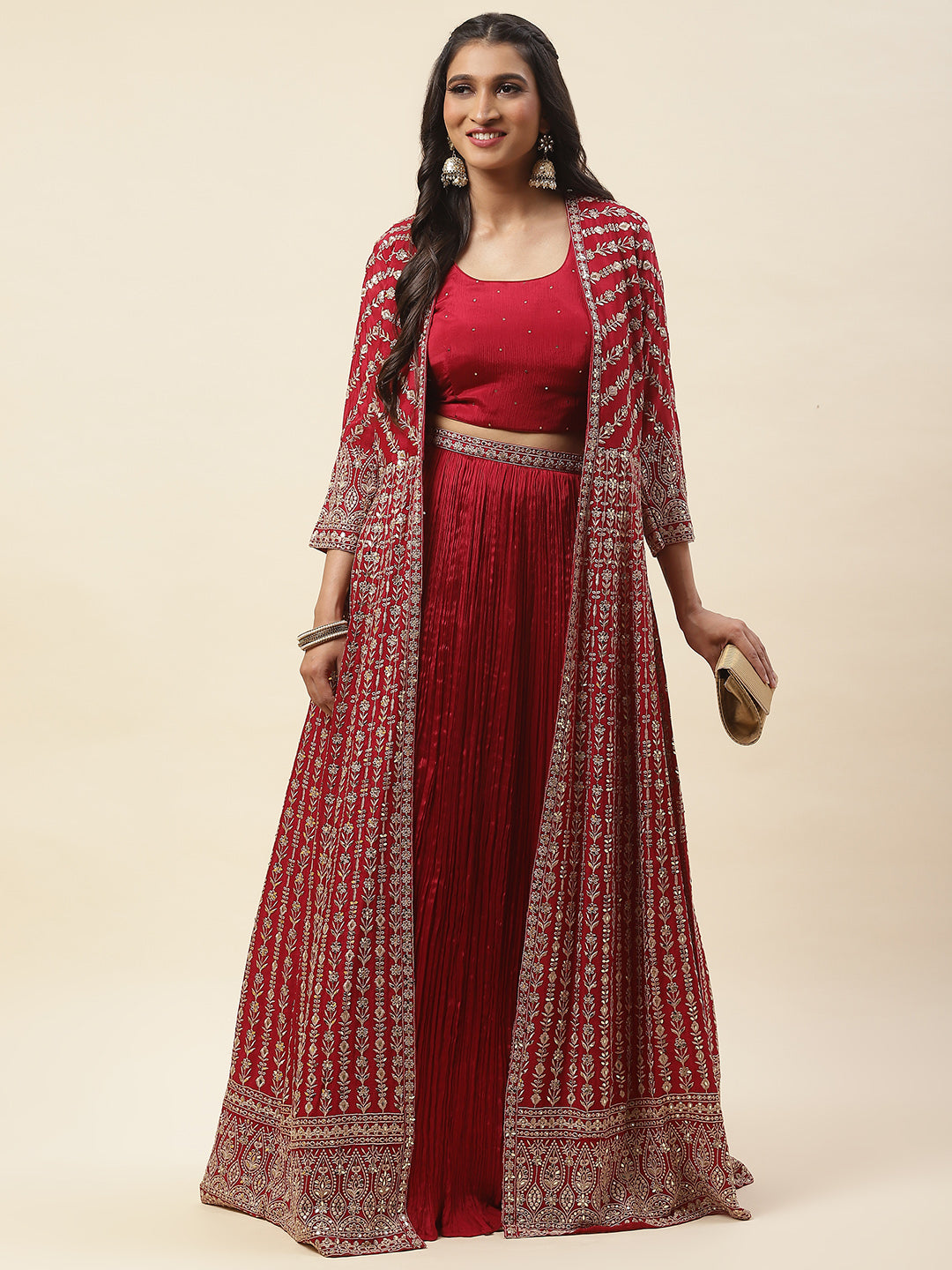 Sequin Embroidery Crepe Lehenga Choli with jacket