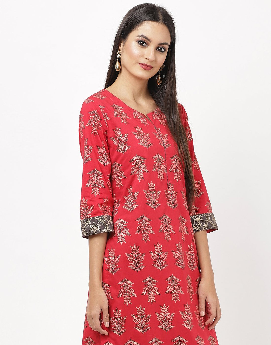 MBZ Meena Bazaar-Red Cotton Kurti