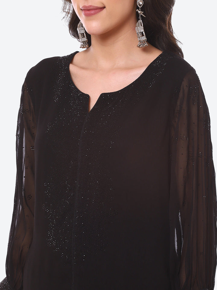 Stone Work Georgette Kurta With Palazzo With Dupatta