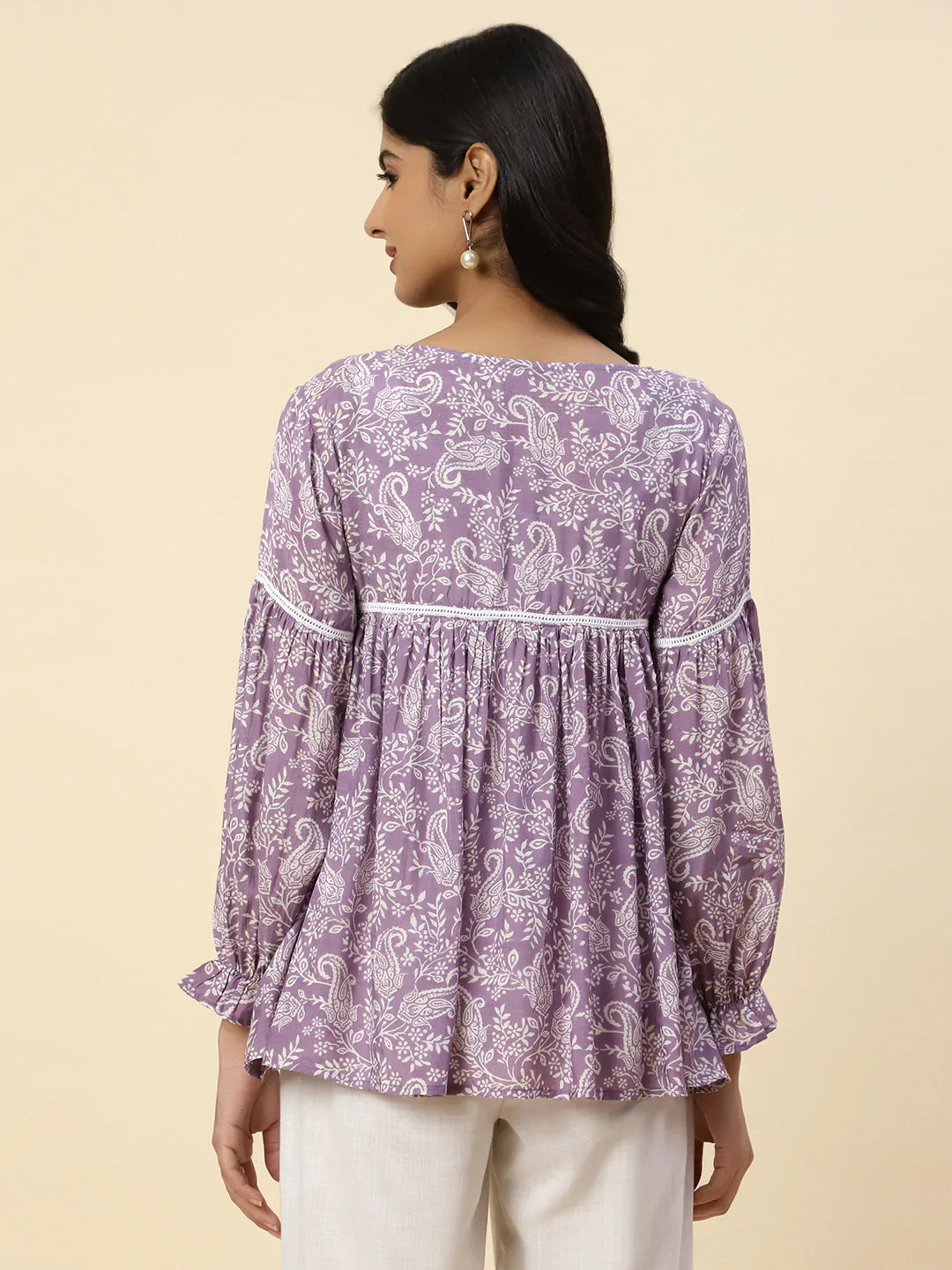 Floral Printed Muslin Kurta