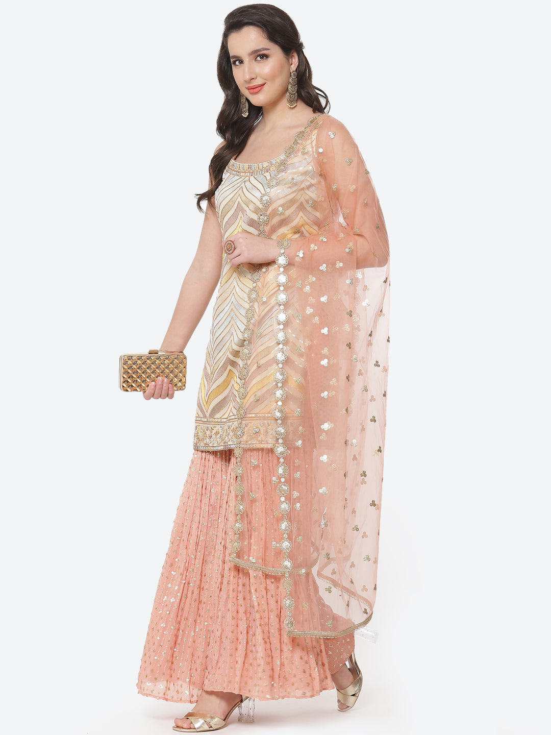 Sequence Georgette Stitched Salwar Kameez With Net Booti Dupatta