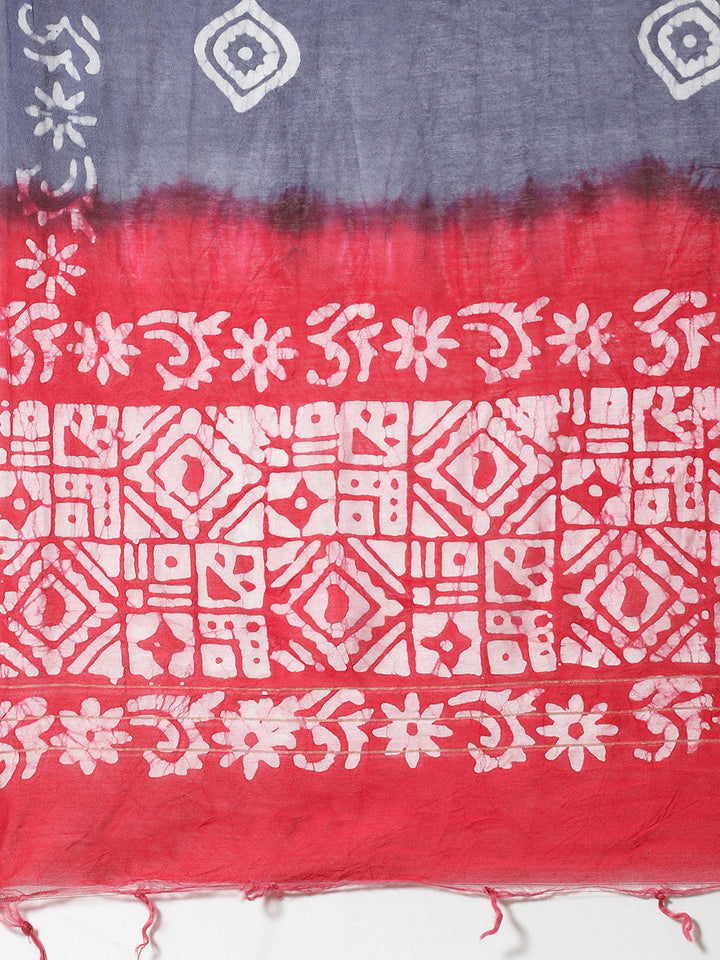 Batik Printed Chanderi Unstitched Suit Piece With Dupatta