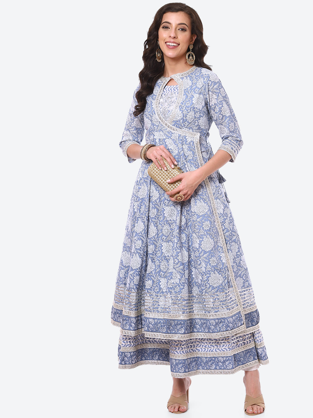 Floral Printed Double Layer Cotton Kurta
