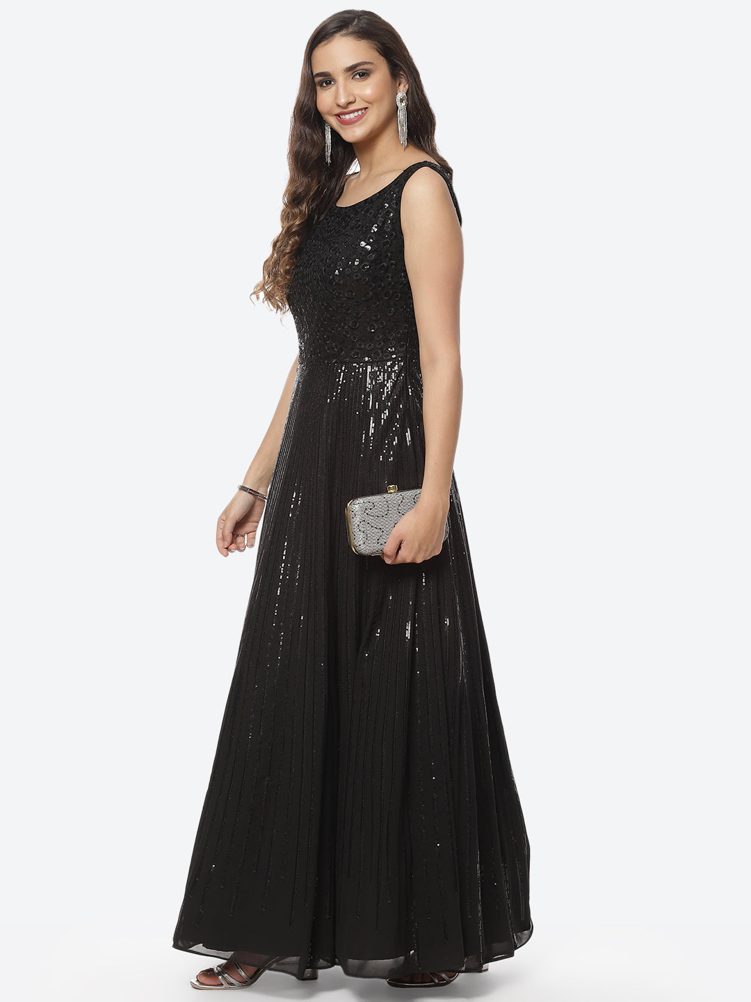 Sequin Georgette Long Dress
