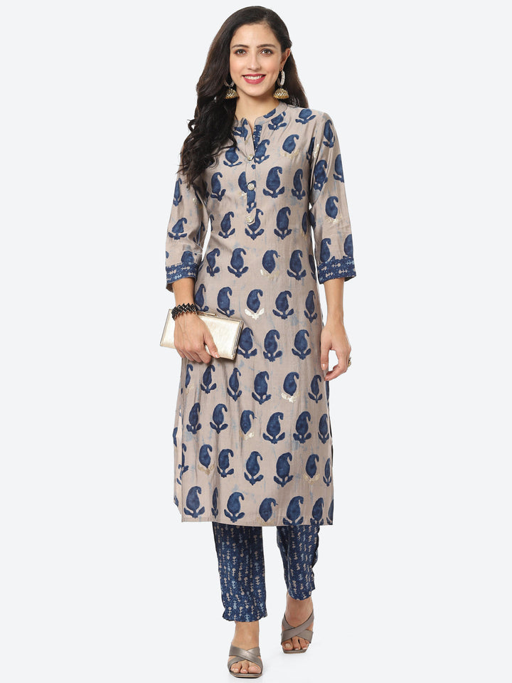 Paisley Printed Muslin Kurti With Pant
