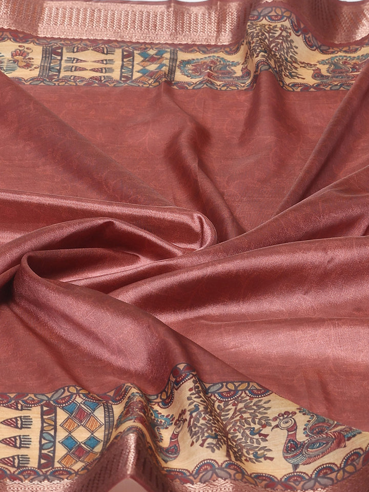 Floral Printed Crepe Woven Saree