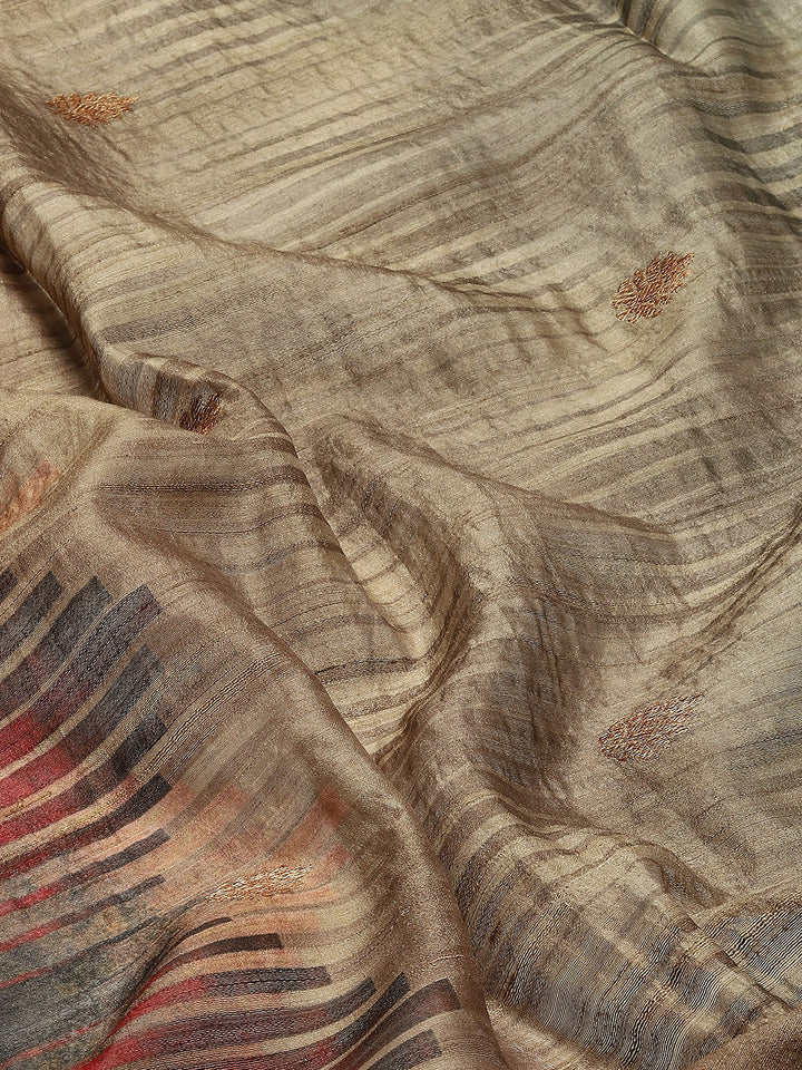 Digitally Printed Tussar Saree