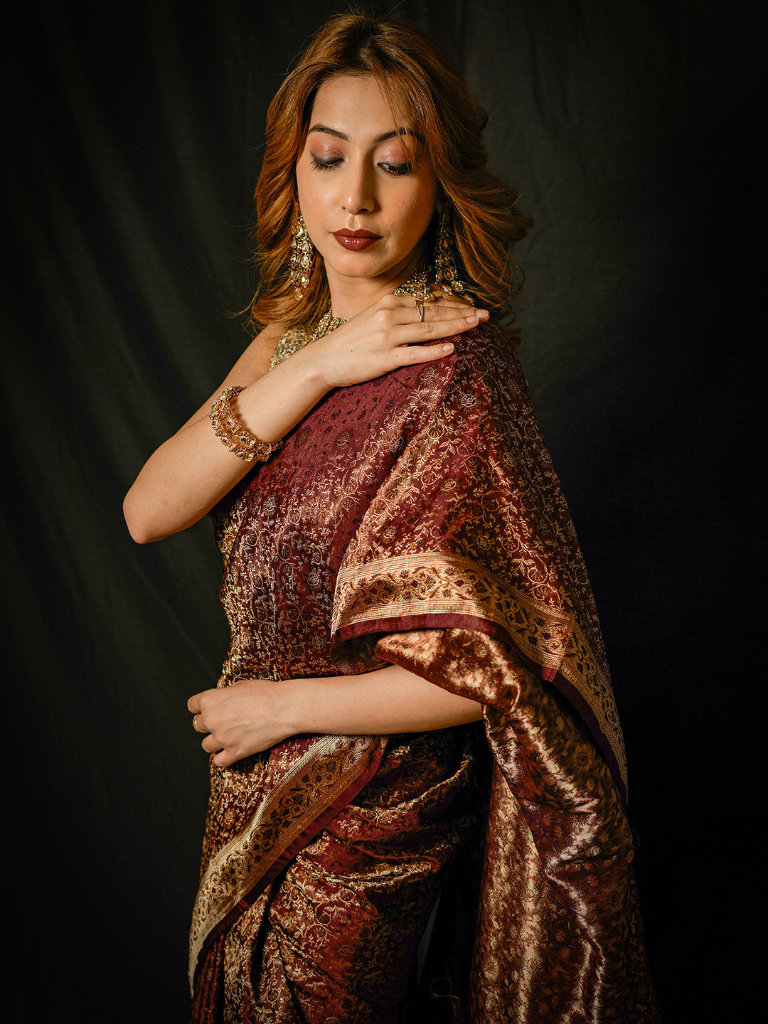 Woven Design Satin Saree