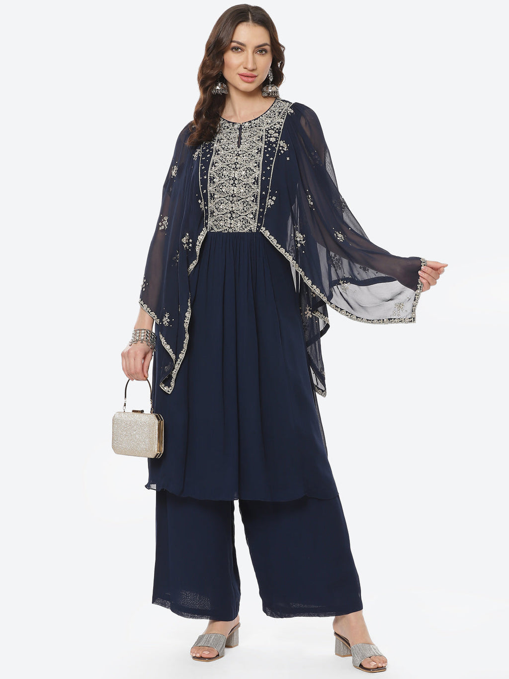 Zari Neck Georgette Stitched Salwar Kameez
