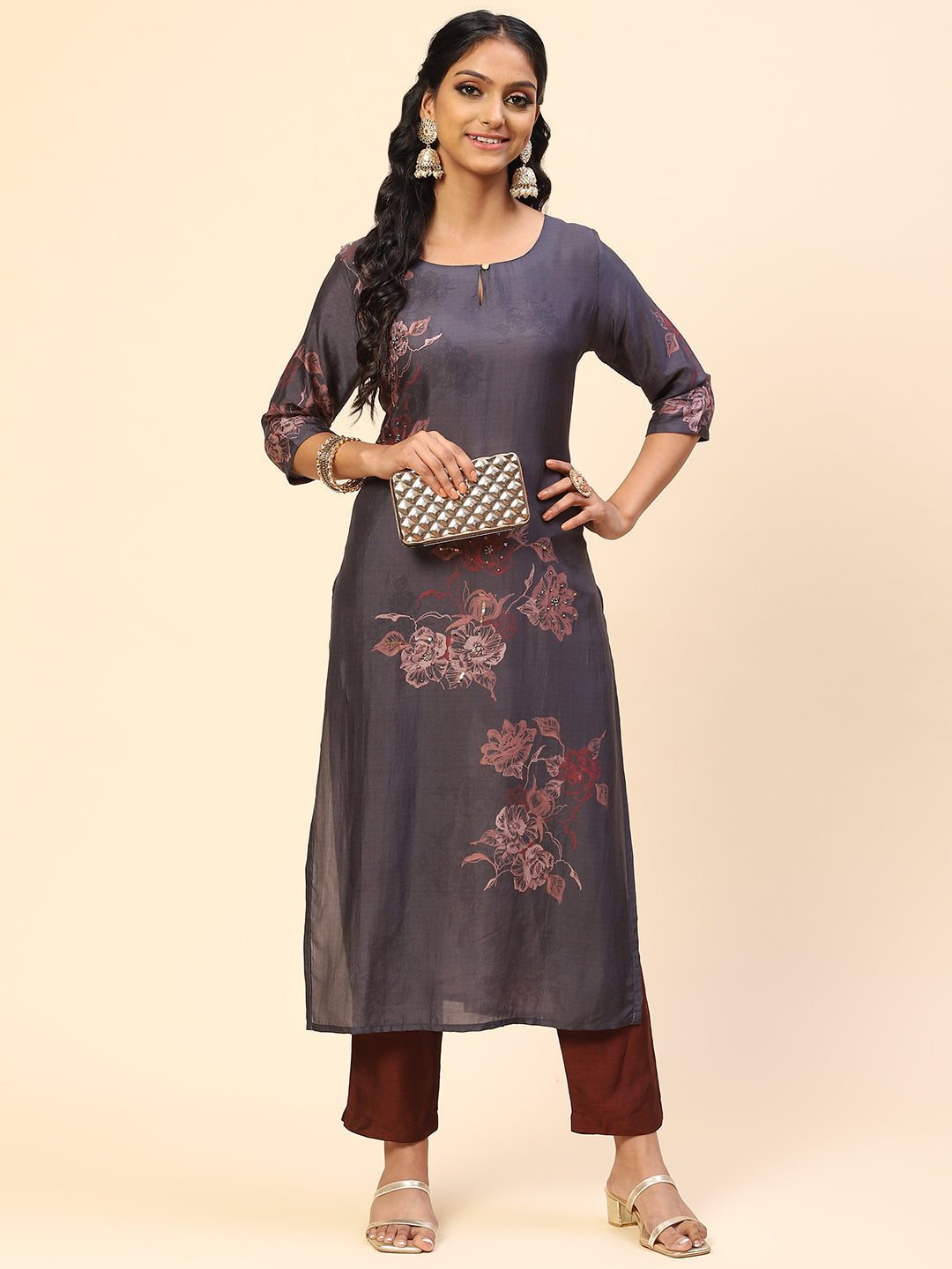 Floral Printed Cotton Kurta With Pants