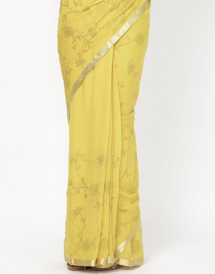 MBZ Meena Bazaar-Yellow Chiffon Saree