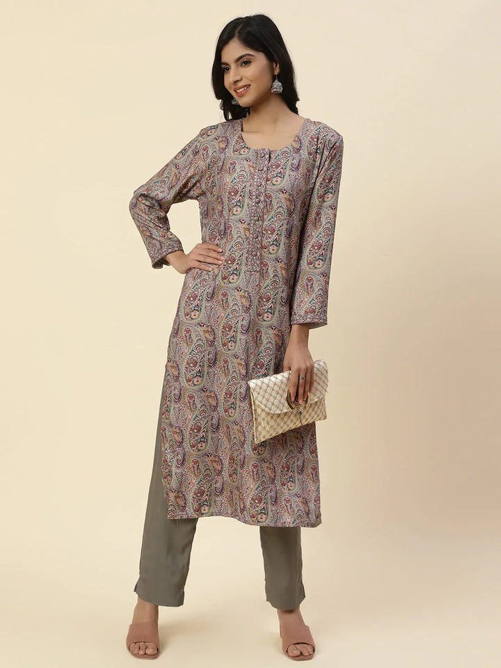 Printed Pashmina Kurta With Pants