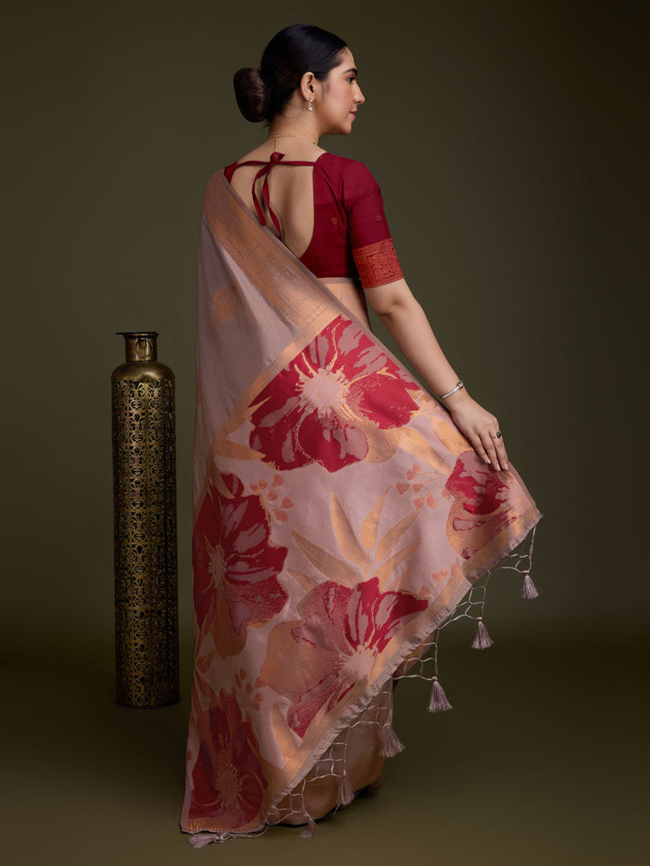 Woven Design Art Silk Onion Pink Saree