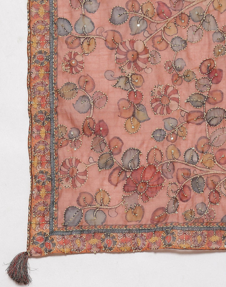 Chanderi Embroidered Suit Piece with fancy dupatta